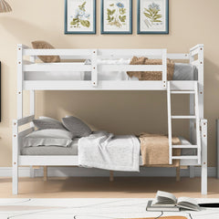 Twin over Full Bunk Bed with ladder, Safety Guardrail, Perfect for Bedroom, White