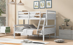 Twin over Full Bunk Bed with ladder, Safety Guardrail, Perfect for Bedroom, White