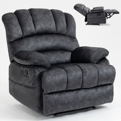 Large Manual Recliner Chair in Fabric for Living Room, Grey