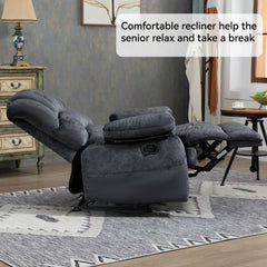 Large Manual Recliner Chair in Fabric for Living Room, Grey