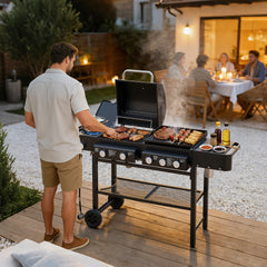 All-in-One Propane Gas Grill with Grilling & Griddling Functions, 745 Sq.Inch Cooking Space, 5 Burners, 56000 BTU Propane Grill, Heavy-Duty Stand for Backyard Barbecue & Outdoor Cooking
