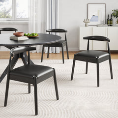 47.2" Solid Wood Round Dining Kitchen Table for 4-6 People with Intersecting Pedestal Base