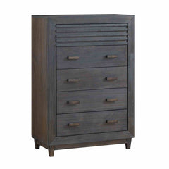 Transitional Style 1pc Chest Slat Design Mortise and Tenon Joinery Charcoal Brown Finish Bedroom Furniture