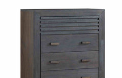 Transitional Style 1pc Chest Slat Design Mortise and Tenon Joinery Charcoal Brown Finish Bedroom Furniture