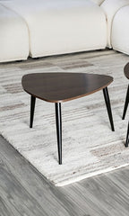 Contemporary Nesting Tables 2pc Set Metal And Solid Wood With Space Saving Design Natural / Black