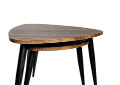 Contemporary Nesting Tables 2pc Set Metal And Solid Wood With Space Saving Design Natural / Black