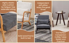 Mid-Century Modern Accent Chair&Coffee Table Set,Vintage Luxury Style, Leisure Chair(Beige)& coffee table (Walnut-Tone), suitable for living rooms and bedroom relaxation areas