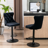Swivel Velvet Barstools Adjusatble Seat Height from 25-33 Inch, Chrome base Bar Stools with Backs Comfortable Tufted for Home Pub and Kitchen Island, Black,Set of 2,AS1812BK