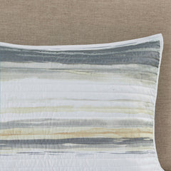 6 Piece Printed Quilt Set with Throw Pillows Yellow Full/Queen