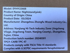 26.77''H Wooden Nightstand with One Drawer One Shelf for Kids, Adults, Pink+Golden handle