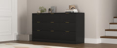 Black 9 Drawer Dresser, 63 inch Large Deep Chest of Drawers, Wooden Dresser Storage Cabinet with 9 Drawers for Bedroom, Long Dressers for Living Room, Hallway, Drawer panel with wavy patterns