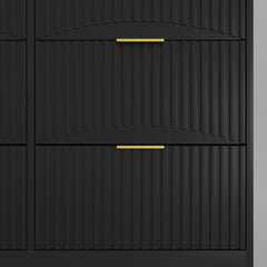 Black 9 Drawer Dresser, 63 inch Large Deep Chest of Drawers, Wooden Dresser Storage Cabinet with 9 Drawers for Bedroom, Long Dressers for Living Room, Hallway, Drawer panel with wavy patterns