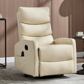 Heat Massage Manual Recliner Chair with Rocker and Swivel in Fabric for Living Room, Beige