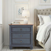 3-Drawer Nightstand, No Assembly Required, Corduroy Blue Finish