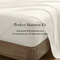 5 Pieces Split King Sateen Sheet Set,Ivory