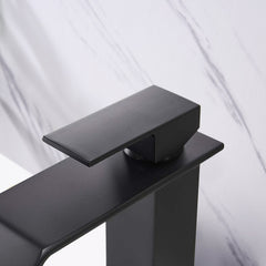 Waterfall Spout Bathroom Sink Single Handle Faucet with Pop-Up Drain (with Overflow)