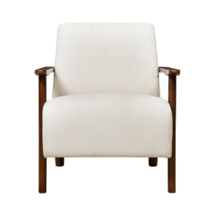 Modern Design 1pc Accent Chair Beige Corduroy Seat Cushions Solid Wood Living Room Furniture