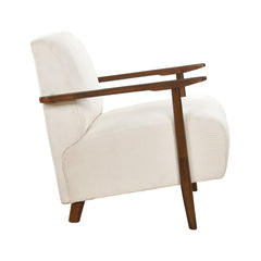 Modern Design 1pc Accent Chair Beige Corduroy Seat Cushions Solid Wood Living Room Furniture