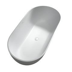 59 Inch Solid Surface Soaking Bathtub - Deep Soak Freestanding Tub