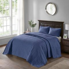 Reversible Bedspread Set Navy Full