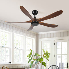 62 Inch wood Ceiling Fan no light with Remote Control, Low Profile Ceiling Fan without Light,Noiseless Reversible DC Motor with Timer