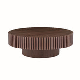 35.43'' Round Coffee Table Small Coffee Table for Apartment, Modern Living Room Coffee Table with Sturdy Pedestal,WALNUT(Same Sku:W876P254013)