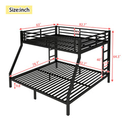 Metal Queen over King Bunk Bed for Teens and Adults,Space-Saving/Noise Reduced/No Box Spring Needed, Black