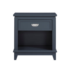 Navy Blue Finish 1pc Nightstand with Storage Drawer Bottom Shelf Classic Style Bedroom Furniture