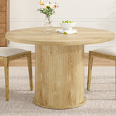 43" Round Dining Table for 4 People, Small Kitchen Dining Table with Wood Top and Sturdy Metal Pedestal Base, Modern Round Dinner Table for Dining Room, Easy Assembly