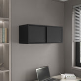Wall Cabinet 13" H, 2 Sliding doors, 1 Shelf, Black
