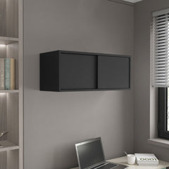 Wall Cabinet 13" H, 2 Sliding doors, 1 Shelf, Black