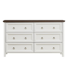 Farmhouse 6 Drawers Dresser for Bedroom, Wood Rustic Wide Chest of Drawers, Storage Dressers Organizer for Bedroom, Living Room, Hallway