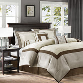 7 Piece Comforter Set Taupe/Brown Cal King