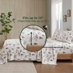 4 PCS King Sheet Set Gray Deer Toile