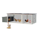 20.93ft² Large Wooden Chicken Coop Outdoor Hen House with Nesting Box & Weatherproof Asphalt Roof, Walk-in Poultry Cage with Secure Locks, Metal Mesh Run for Backyard Farm Use