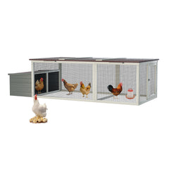 20.93ft² Large Wooden Chicken Coop Outdoor Hen House with Nesting Box & Weatherproof Asphalt Roof, Walk-in Poultry Cage with Secure Locks, Metal Mesh Run for Backyard Farm Use