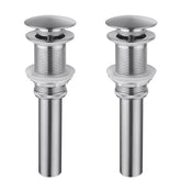 2 Pcs Bathroom Sink Drain without Overflow, Vessel Sink Lavatory Vanity Pop Up Drain Stopper, 304 Stainless Steel