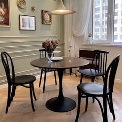 Round Table, ∅31.5'' Modern Dining Table, Dining Table,MDF Top and Steel Base Tulip Round Kitchen Table,Kitchen Table, Mid Century Coffee Table for Living Room, Oval Dining Table (Xmas)