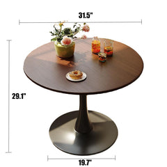 Round Table, ∅31.5'' Modern Dining Table, Dining Table,MDF Top and Steel Base Tulip Round Kitchen Table,Kitchen Table, Mid Century Coffee Table for Living Room, Oval Dining Table (Xmas)