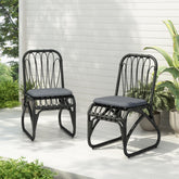 Outdoor PE Wicker Dining Chairs with Washable Cushion Set of 2, Outdoor Rattan chairs for Backyard, Poolside, Garden,Patio,Grey