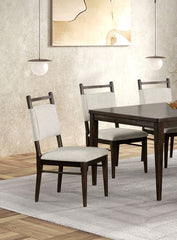 7pc Dining Room Set Dark Walnut Wooden Dining Table 6x Side Chairs Rubber wood Modern Kitchen Dining