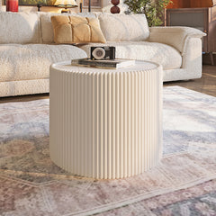 Light Sintered stone Top Cylinder Shape Leather Coffee modern Sofa Table for Living Room furniture (Each tabletop has a unique gold pattern)