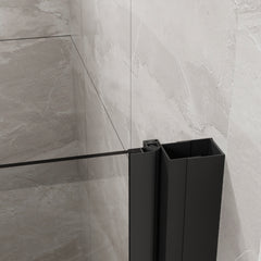 Goodyo 34"x72" Pivot Shower Door, 1/4 inch Thick Tempered Glass Swing Shower Door in Black Finish, Semi-Frameless Design