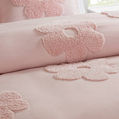 2-Piece Twin Floral Reversible Tufted Chenille Duvet Cover Set,Pink