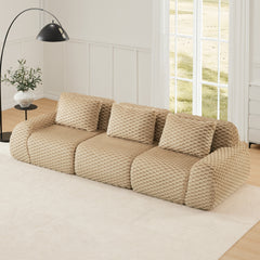 114" Modern Modular Sectional Sofa for Living Room,Flannelette Fabric,Oversized 3-Seater Couch,boneless sofa,Deep Seat,Buckle connection,Anti-slip Design,No Assembly,Light Camel