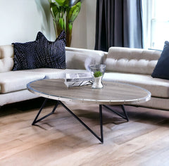 Allis Weathered Gray Oak & Metal Finish Coffee Table
