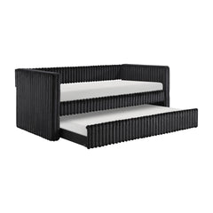 1pc Daybed with Trundle Black Corduroy Fabric Upholstery Modern Luxury Home Furniture Durable Comfortable