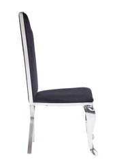 Cyrene Black Fabric & Stainless Steel Side Chair (Set of 2)