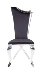 Cyrene Black Fabric & Stainless Steel Side Chair (Set of 2)