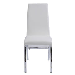 White and Chrome Armless Solid Back Side Chair (Set of 2)